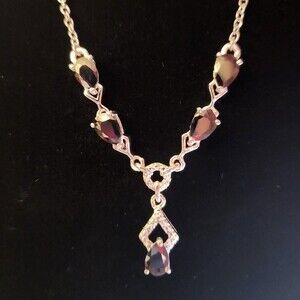 Black CZ Diamond Sterling Silver Princess Necklace